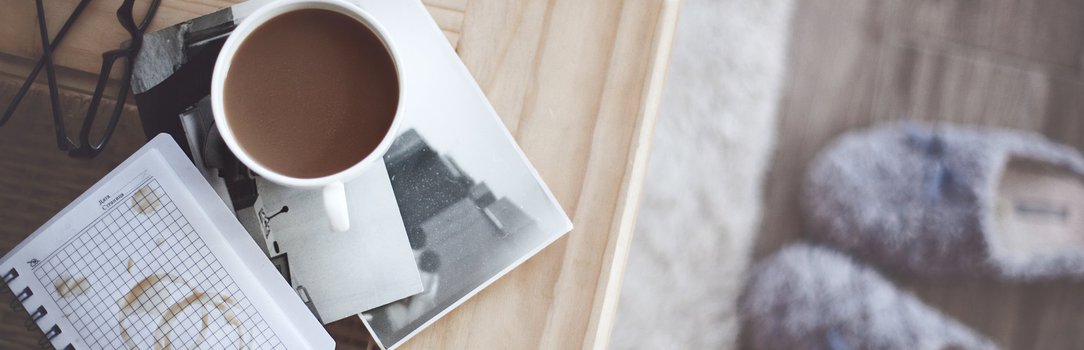 coffee stains glasses slippers